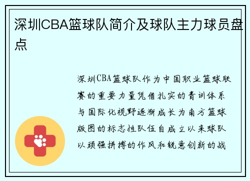 深圳CBA篮球队简介及球队主力球员盘点