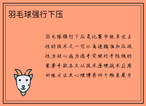 羽毛球强行下压